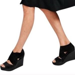 Eileen Fisher Lio Black Wedge Sandals